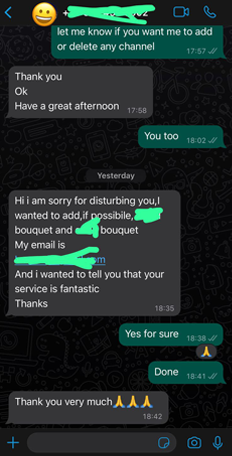 WhatsApp review from a Stream4K customer about 4K NFL streaming