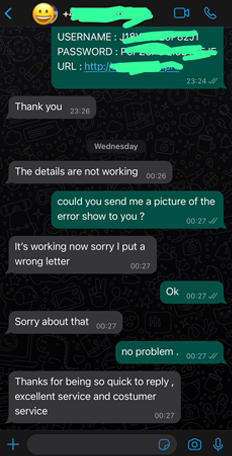 WhatsApp review from a UK customer about Premier League 4K